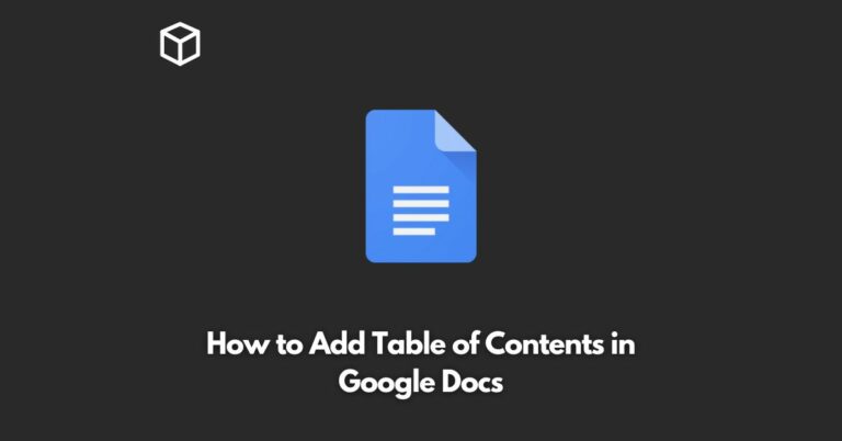 how to add table of contents in google docs