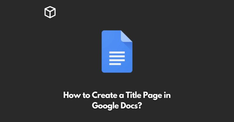 how to create a title page in google docs